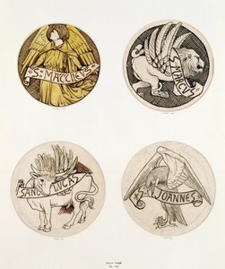Evangelisternes symboler, tegninger til glasmalerier (blæk på papir)